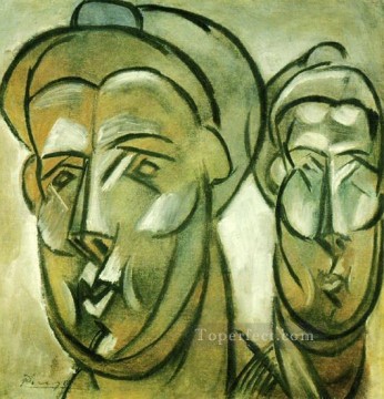 two boys singing Painting - Two Heads Woman Fernande Olivier 1909 cubism Pablo Picasso